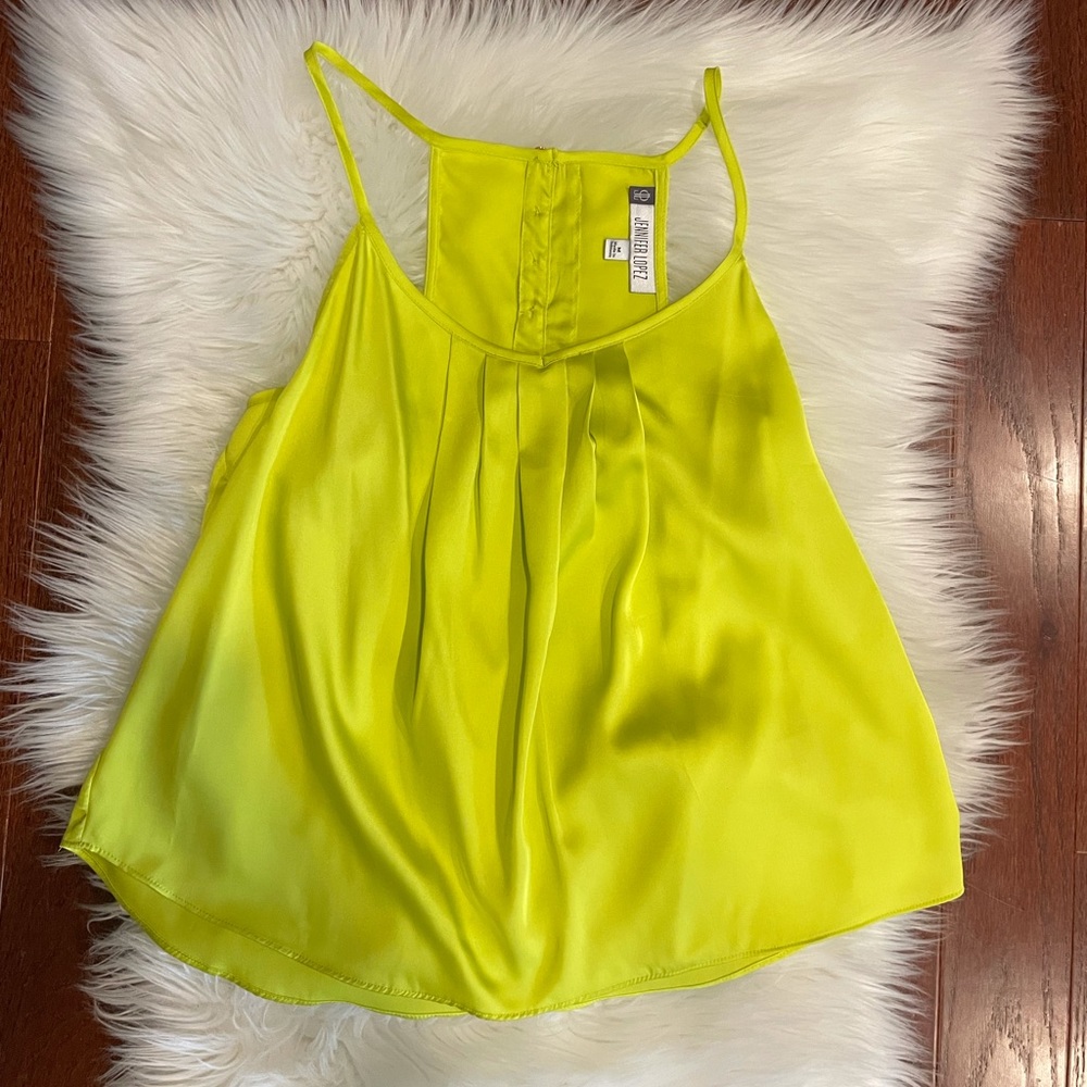 Jennifer Lopez lime green camisole w/ gold buttons